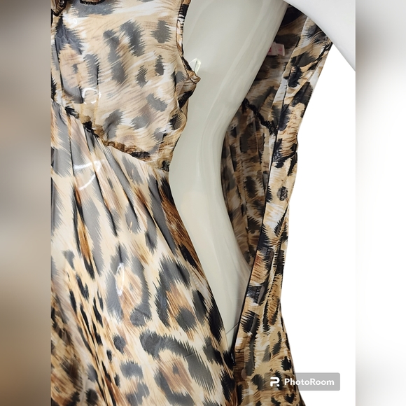 Cheetah Leopard Ruffle Baby Doll Sheer Romantic Nighty Nightgown Sexy Adorable - Picture 12 of 15